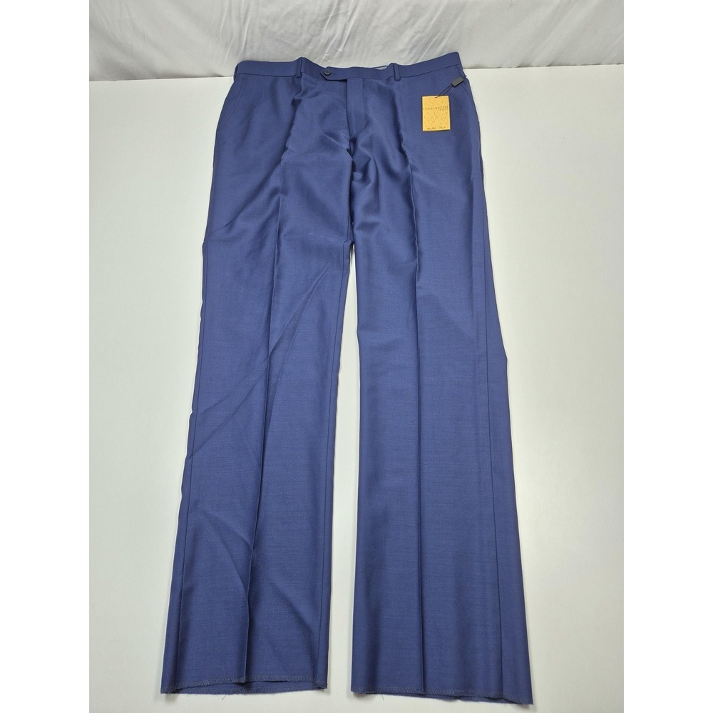 Galante Dress Pants Mens 42x36 Blue Flat Front Straight Unhemmed Italy NWT